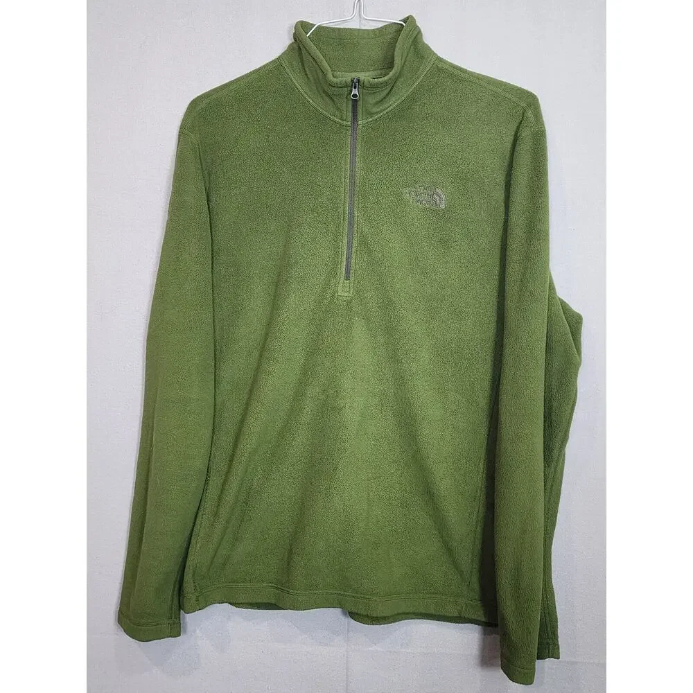 The North‎ Face Jacket Mens Green Quarter Zip Pullover Fleece Outdoor Sz L